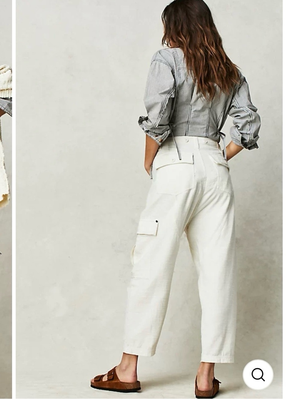 NWT Free People Women's Cream Cargo Cotton Pants. Bay to breaker Pants - Picture 4 of 15